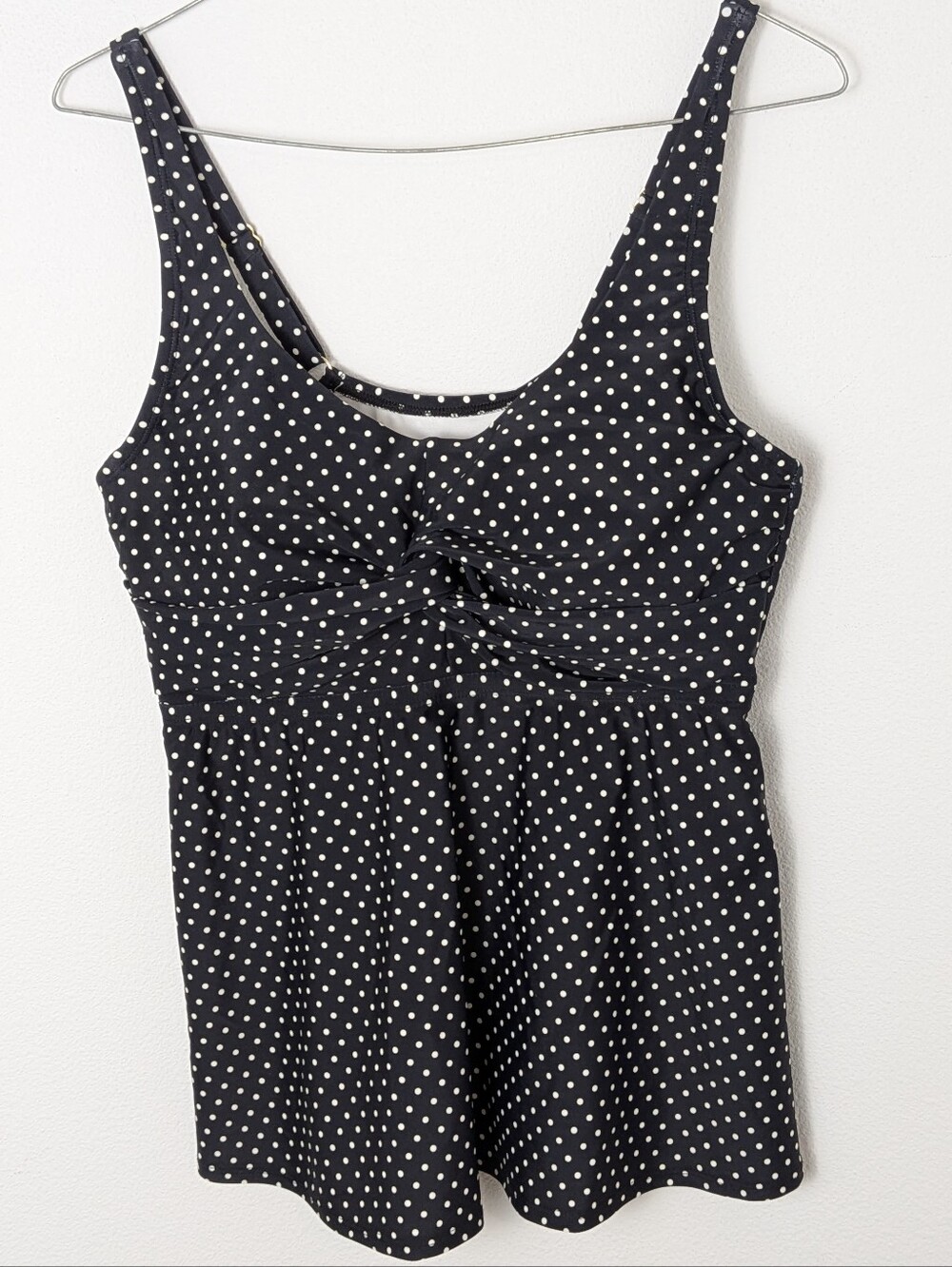 Shade & Shore Womens Black White Polka Dot Swim Bikini Top Sz 14 Underwire New